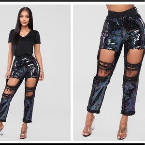Black Sequin Jeans